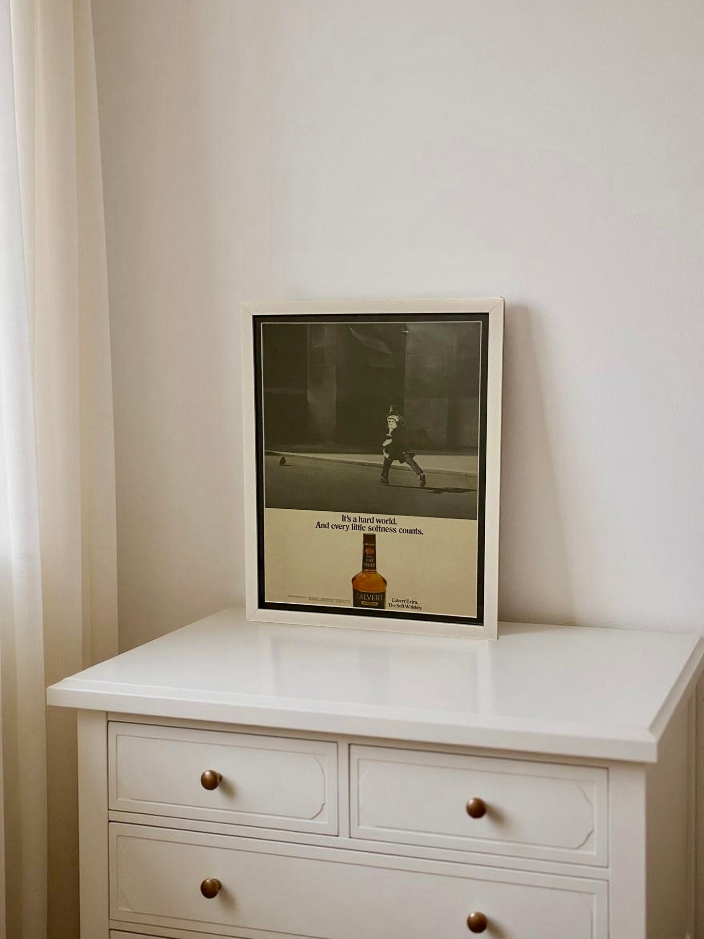 Calvert Extra “It’s a Hard World” Vintage Magazine Advertisement, Mid-Century Whiskey Wall Art, Framed Original AD