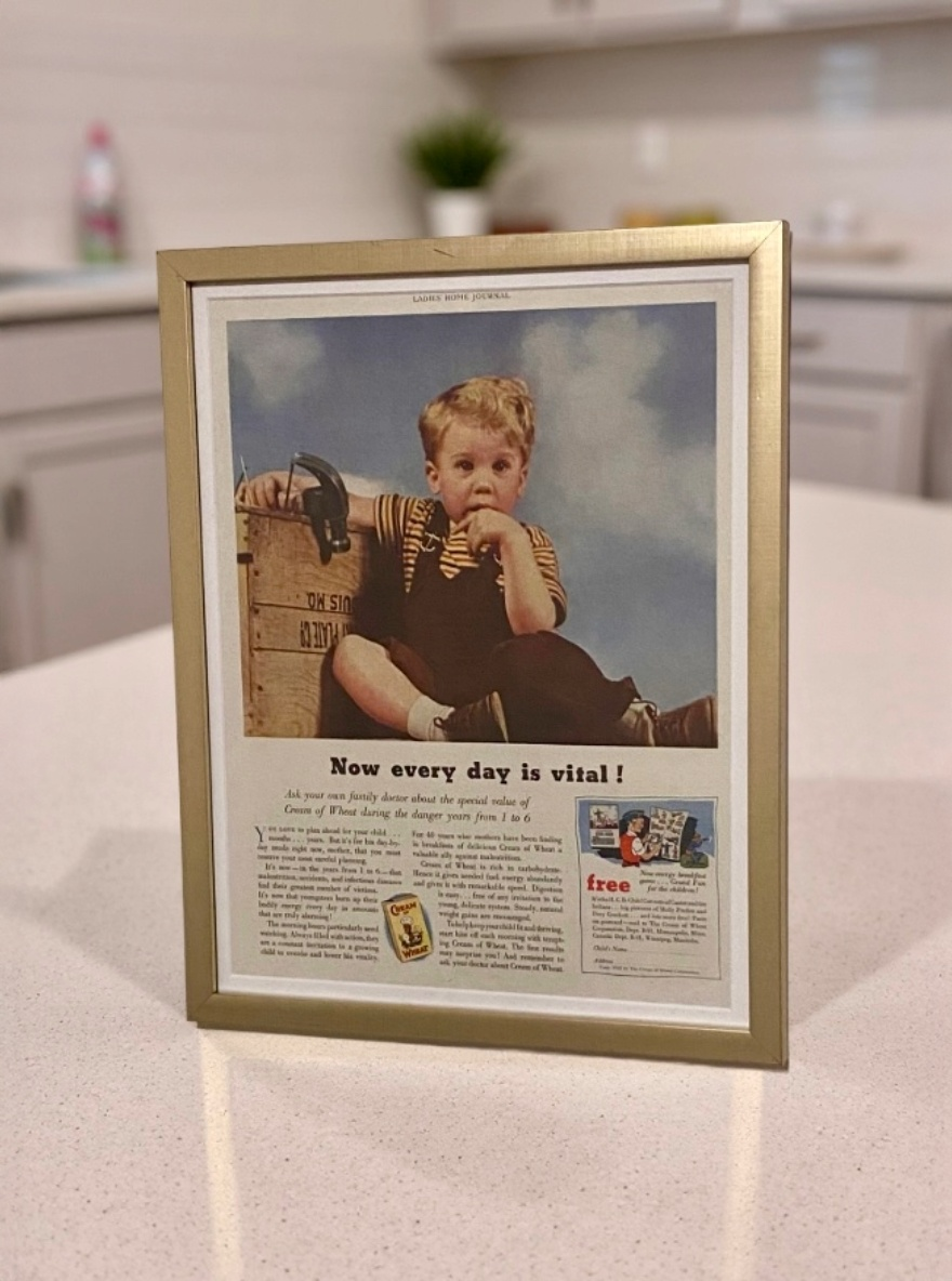 Original circa 1930s Framed Cream of Wheat Advertisement- Women’s Home Companion