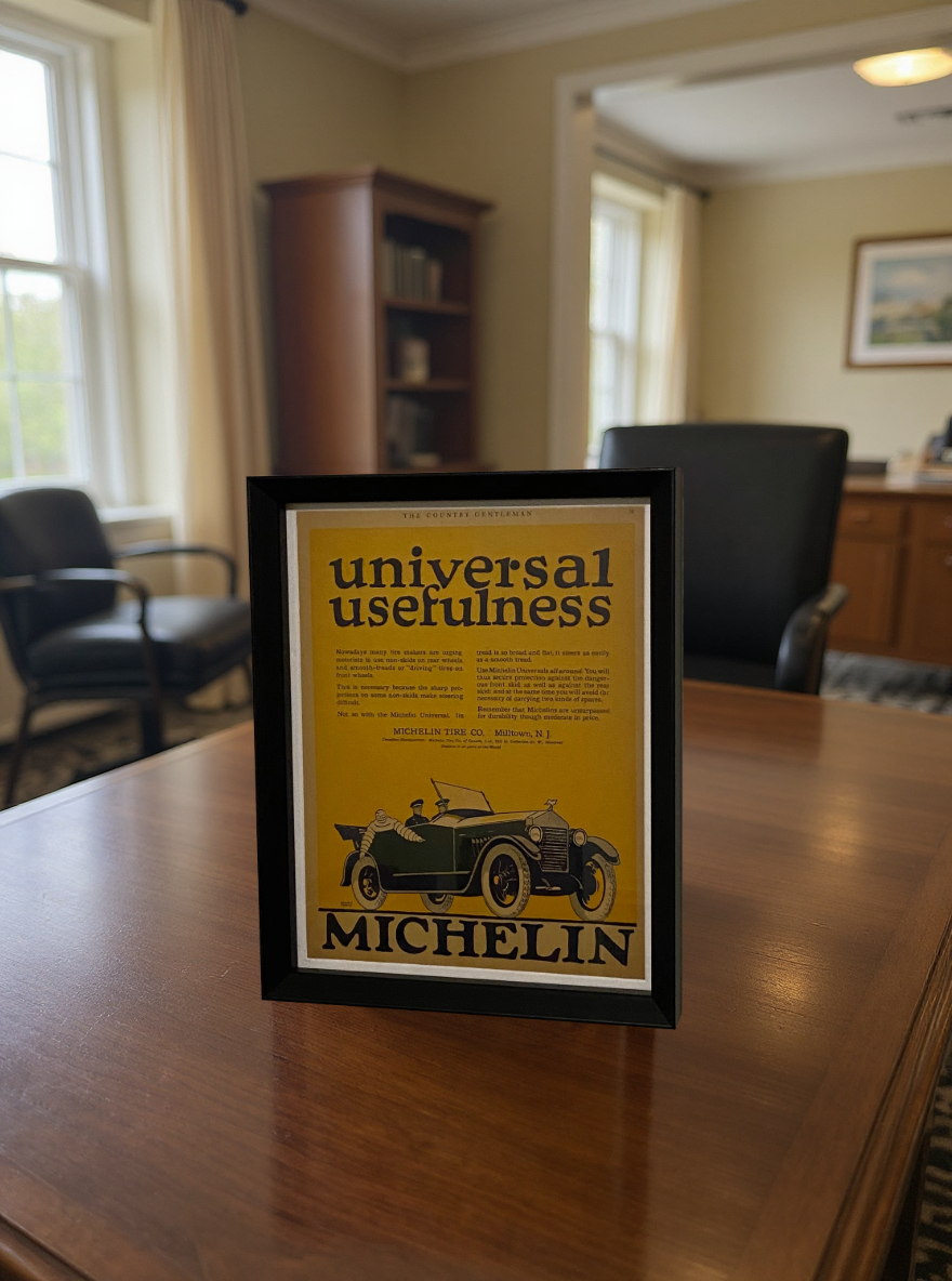 Original 1920s Michelin “Universal Usefulness” Advertisement - Framed Automotive Art