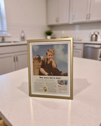 Modern vintage Cream of Wheat cereal advertisement framed wall art, mid-century food illustration