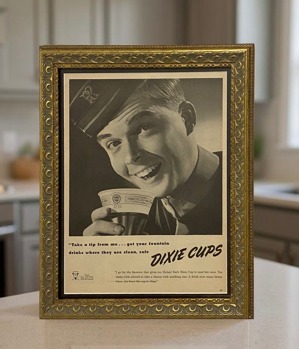 Vintage 1946 Dixie Cups Advertisement Print | Mid-Century American