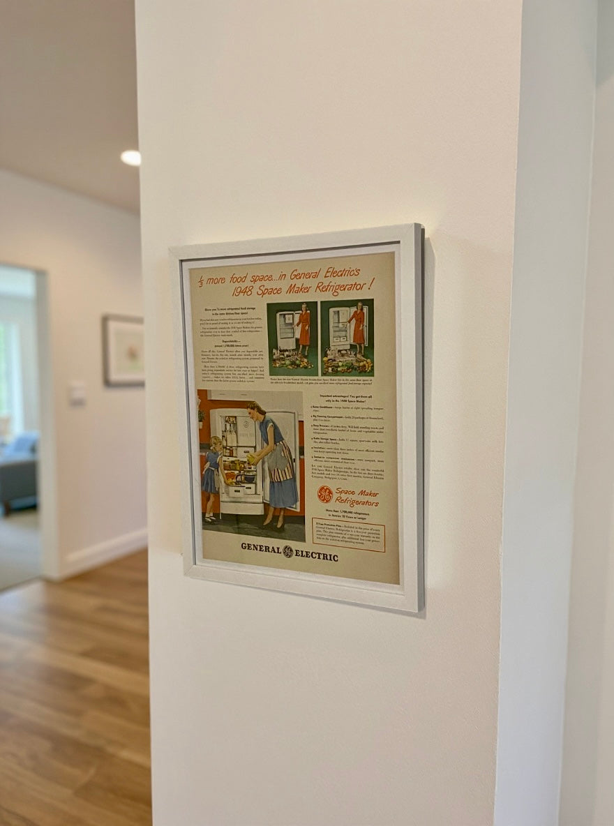 Original 1948 GE “Space Maker Refrigerator” Advertisement – Framed Kitchen Decor