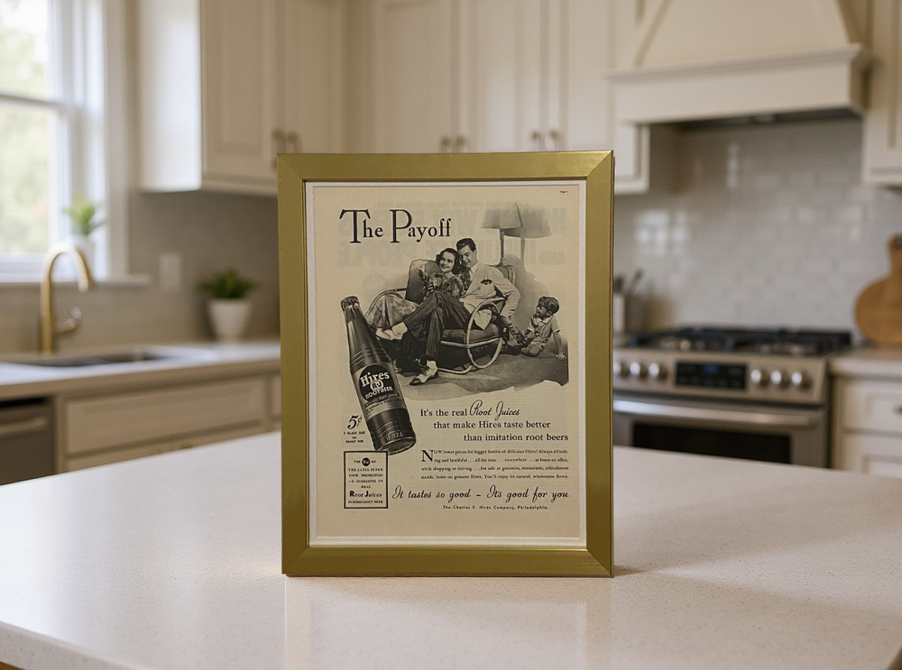 1941 Hires Root Beer “The Payoff” Vintage Advertisement Print | Original 11×14 Framed Americana Wall Art
