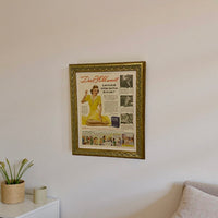 Modern vintage Ivory Flakes stockings advertisement framed wall art, mid-century fashion illustration

