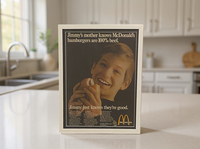 Vintage McDonald’s “Jimmy Just Knows They’re Good” Advertisement Print | Framed Retro Fast Food Wall Art for Kitchen or Dining Space