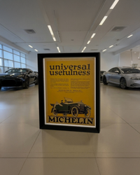 Modern vintage Michelin tire advertisement framed wall art, early automotive illustration print