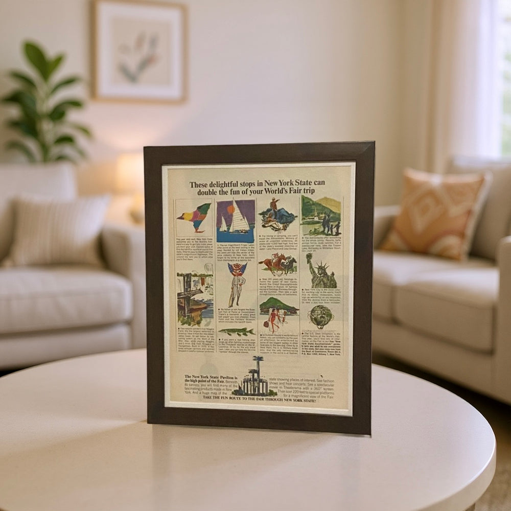 Original circa 1939 New York State World’s Fair Travel Framed Advertisement