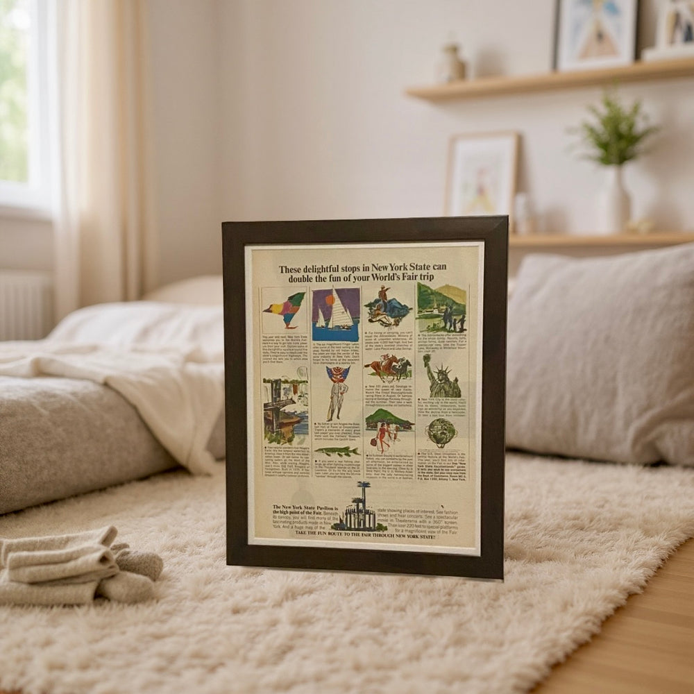 Original circa 1939 New York State World’s Fair Travel Framed Advertisement