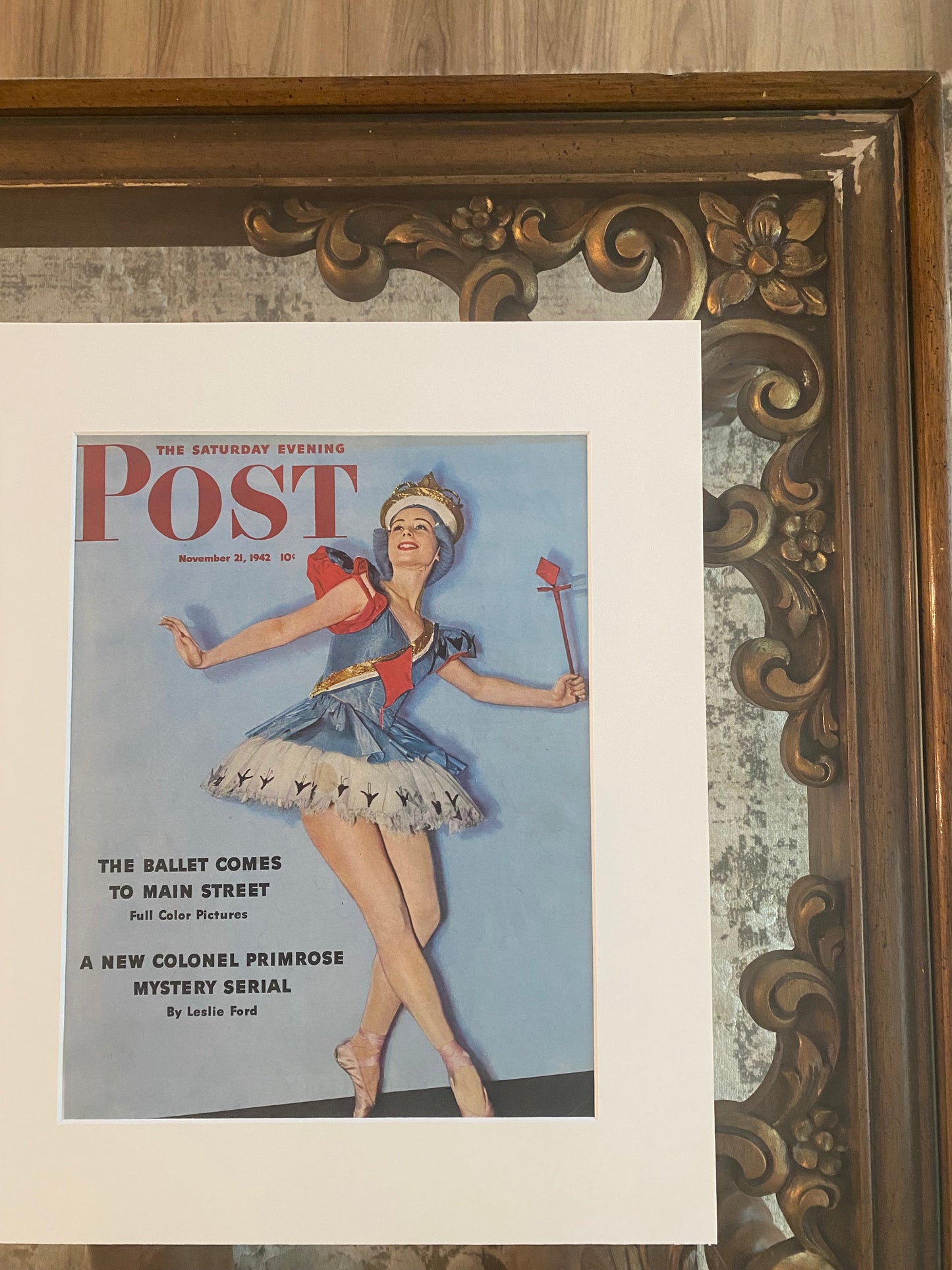 Detail view of the original 1942 Saturday Evening Post ballerina cover illustration.