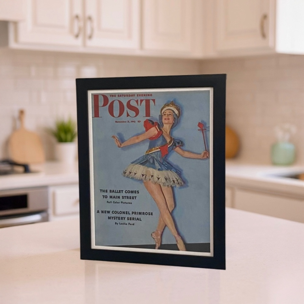 Vintage 1942 Saturday Evening Post Ballet Cover – Original Framed Magazine Art