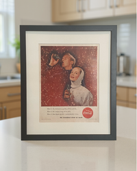 Original vintage Coca-Cola Sparkle advertisement beautifully framed in matte black with an off-white mat